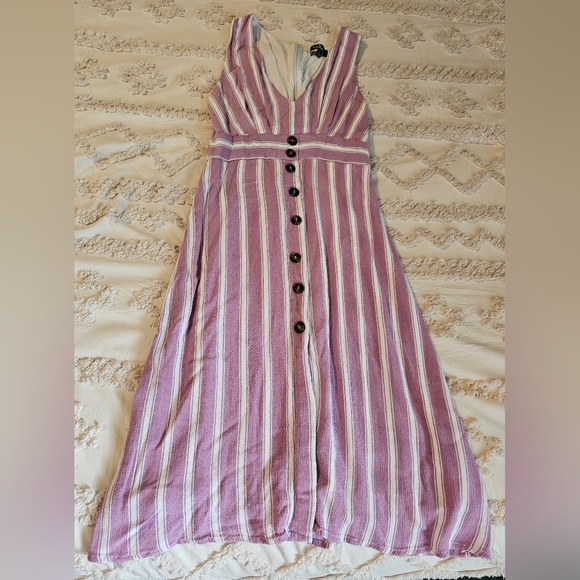 Lulus Dresses & Skirts - Lulus Striped Button-Front Maxi Dress in Lavender/Pink and White